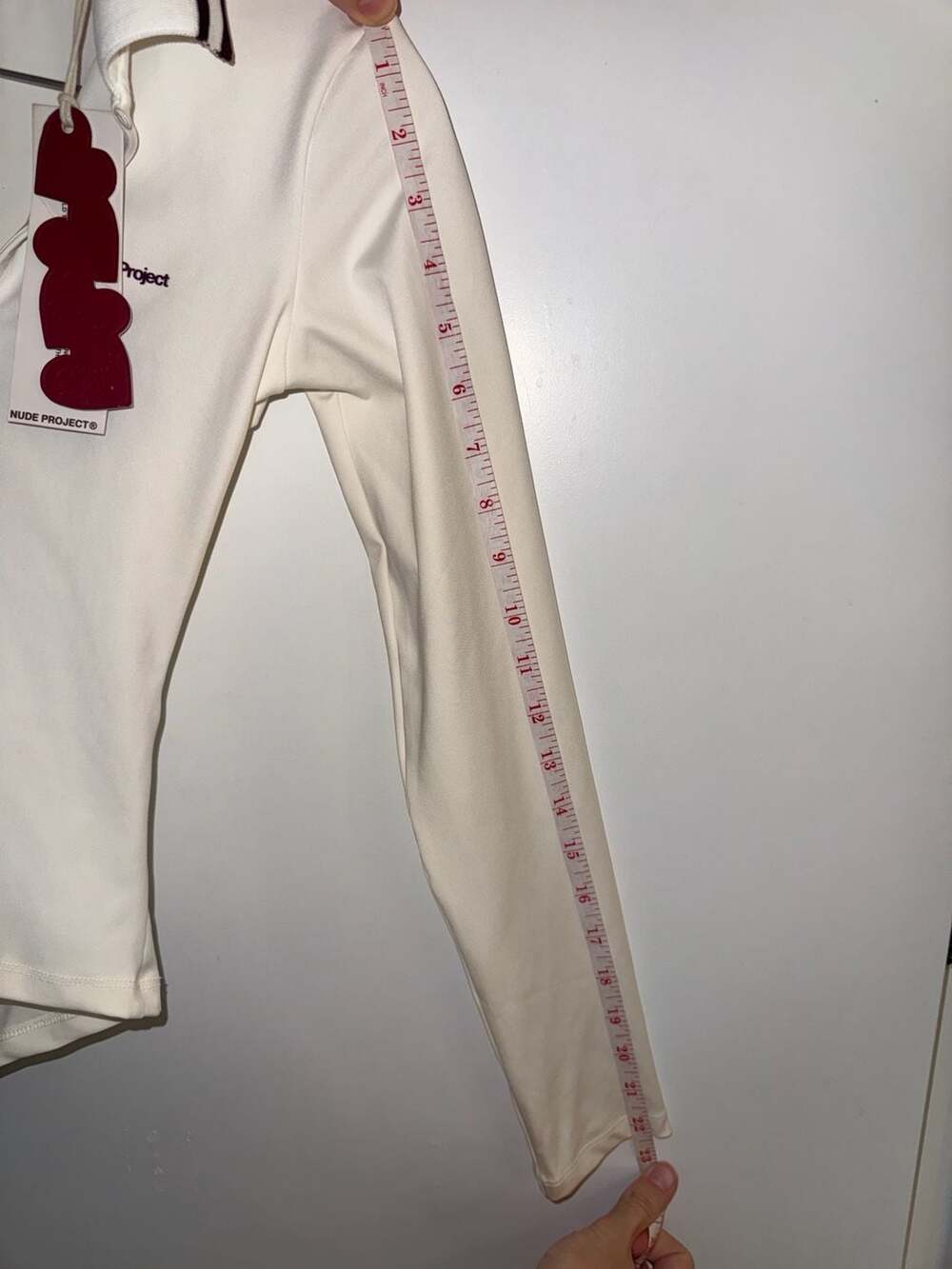 Nude Project Grosella Off White Long Sleeve Polo Shirt Size S - Picture 9 of 10